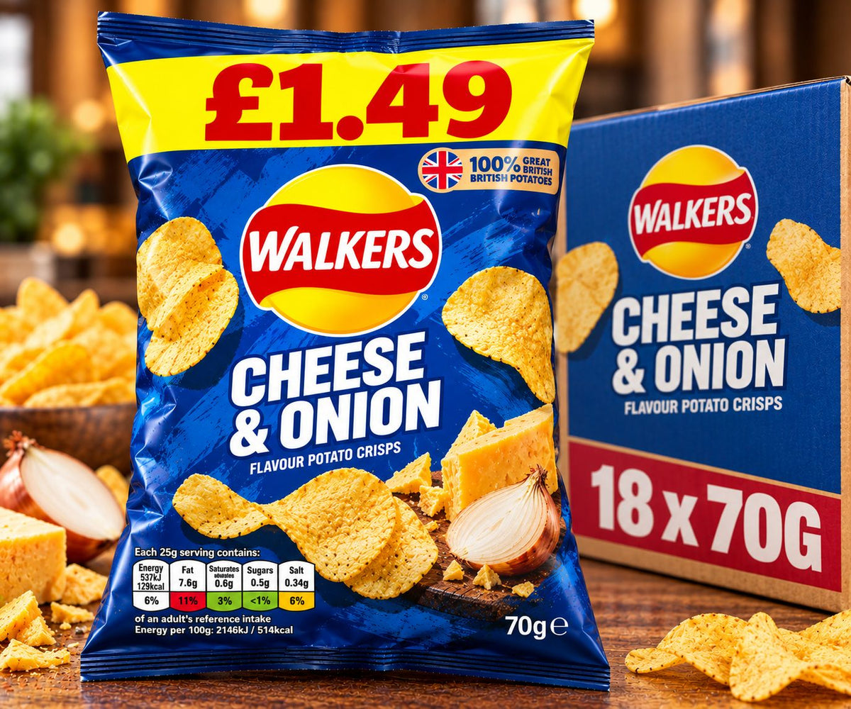 WALKERS CHEESE AND ONION 18*70GMS