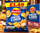 WALKERS CHEESE AND ONION 18*70GMS