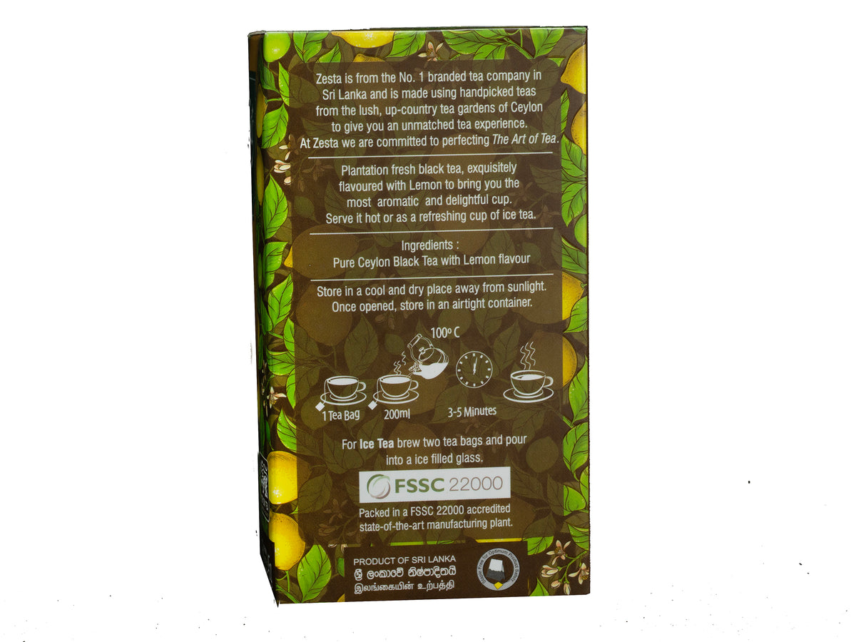 LEMON FLAVOURED BLACK TEA – 25 TEA BAGS
