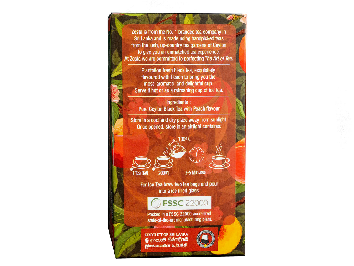 PEACH FLAVOURED BLACK TEA – 25 TEA BAGS