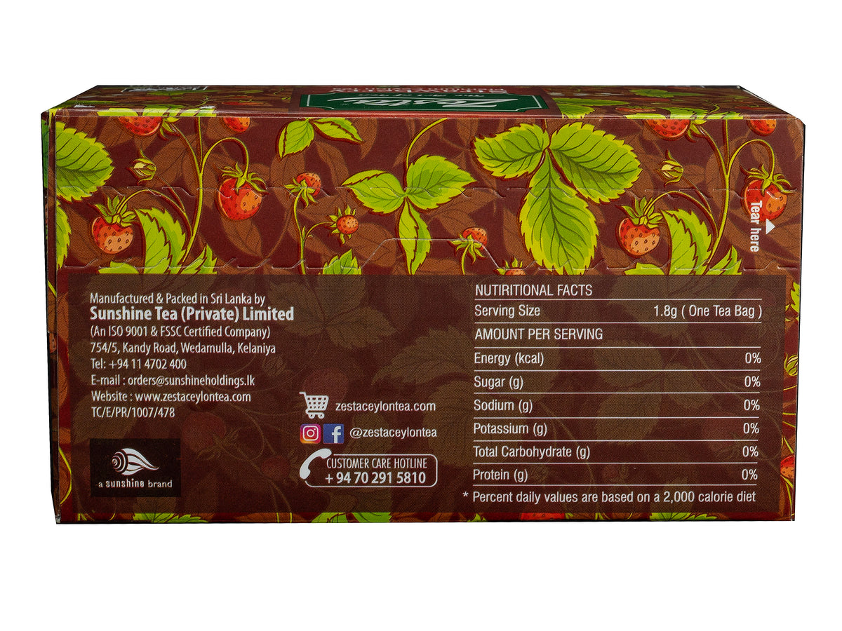 STRAWBERRY FLAVOURED BLACK TEA – 25 TEA BAGS
